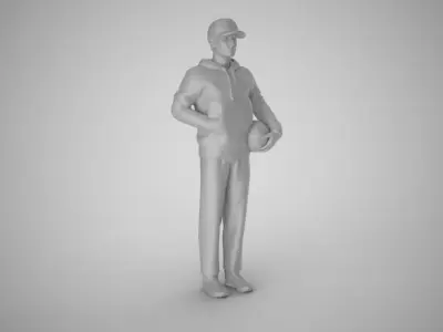 Coach man wearing hat 3D print model