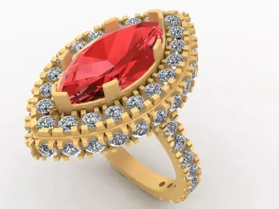 Red Sapphire Woman Ring 3D Model 3D print model