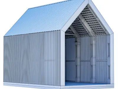 Gable gazebo Barn house Low-poly 3D model