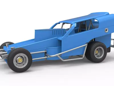 Vintage Dirt Modified stock car Version 2 Scale 1 to 25 3D print model