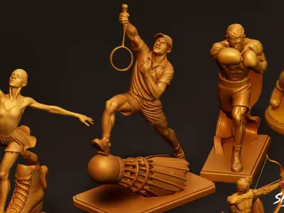Golden Sports Statue Pack VOL1 Low-poly 3D model