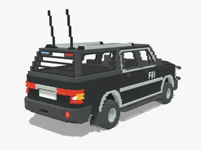 Voxel FBI SUV Low-poly 3D model