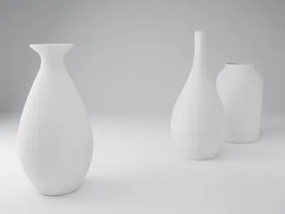 Set of 3 decorative vases in pastel colors 3D model