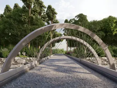Bridge in middle of forest 3D model