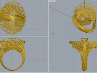 woman ring 3D print model 7