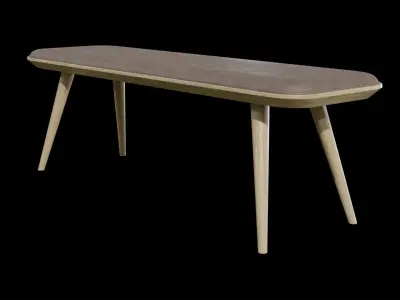 Spine Wood Base Bench-Model 1717 v-01 Low-poly 3D model