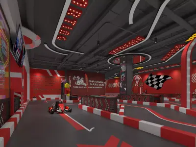 Karting race - environments and props Low-poly 3D model 3D model