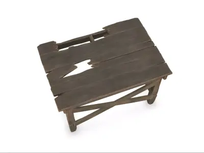 Old Wooden Tables Pack 8 Models Low Poly Low-poly 3D model
