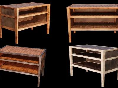 PBR WOOD FURNITURES - Collection 01  - 4K Textures Game Ready Low-poly 3D model