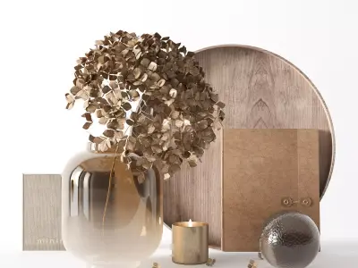 Decorative set with dryed hydrangea 3D model