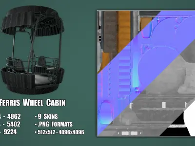 Painted Ferris Wheel Cabin Low-poly 3D model