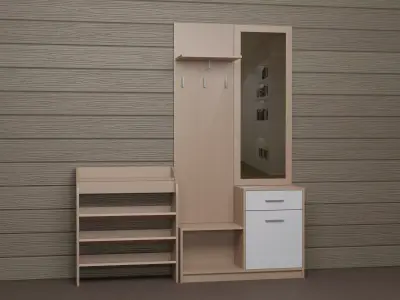 Hallway closet with two drawers and mirror Free low-poly 3D model