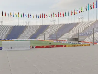 Cylindrical football stadium Low-poly 3D model