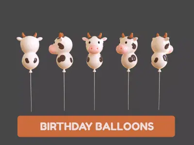 Birthday Balloons  - Colorful Party Decoration Prop 01 Low-poly 3D model