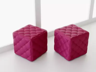 Quilted cube pouf 3D model