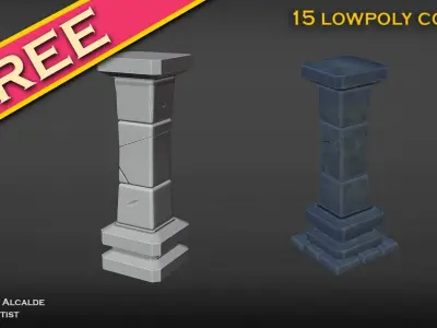FREE architectural  Column SET for videogames  Free low-poly 3D model