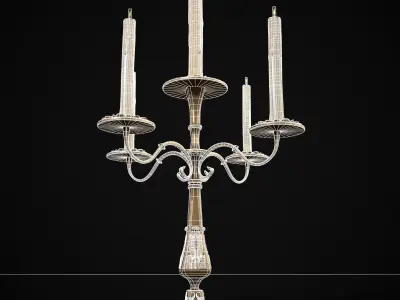 Ornamented Five Point Candelabra Low-poly 3D model
