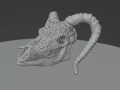 FILIGREE GOAT OR MOUNTAIN SHEEP SKULL WITH HORN 3D print model