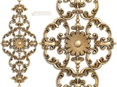 Carved decor vertical 15 3D model