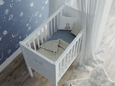 Kids bed with decor 3D model