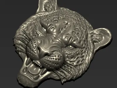 Angry Leopard Head  A73 3D print model