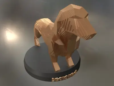 Parametric Dachshund dog Low-poly 3D model