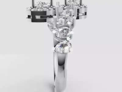 Luxury Diamond Cluster Ring 3D print model