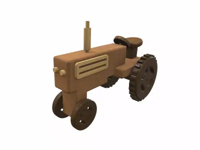 Wooden tractor toy 5 Free 3D model