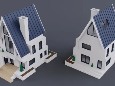Modern houses Free low-poly 3D model