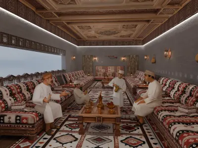 Traditional  Arabic Living Room Low-poly 3D model