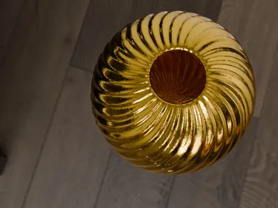 Golden Spiral Decorative Vase High-Quality 3D Model Low-poly 3D model