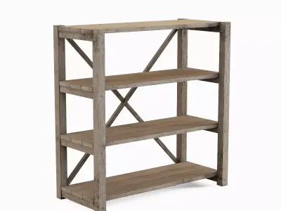 Wide Pottery Shelf A 02 Low-poly 3D model