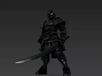 Decorated Samurai Warrior with Weapons 3D model