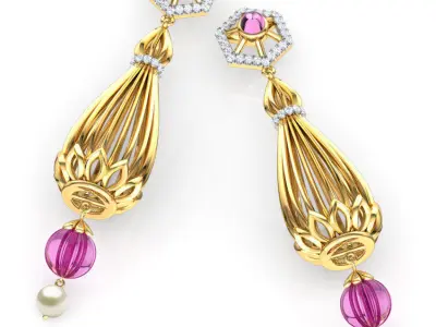 Long Pillar Drop Earrings 3D print model