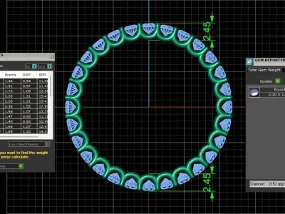 U Shaped Eternity Ring 2 point 3 mm stone size swiss 19 and EU59 3D print model