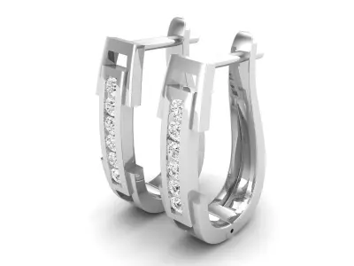 AV 689 Diamond Hoop Earrings for Women 3D print model