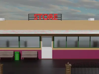 Store With Parking Free Market Free 3D model