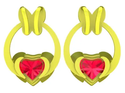 A6787 Luxury Diamond Heart Butterfly Women Pendant 3D print model