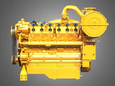  G3412 Engine -  V12 Industrial Diesel Engine 3D model