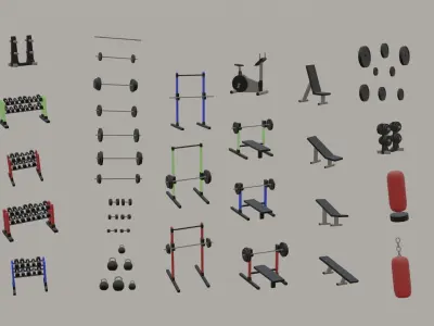 Gym Low Poly Pack Low-poly 3D model