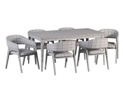 Chelsi Chair and Table Low-poly 3D model