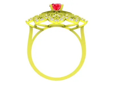 Luxury Floral Halo Diamond Gemstone Ring 3D Model  4427 3D print model