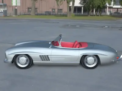 Fully Modelled Mercedes 300SL Roadster Silver HDRI 3D model