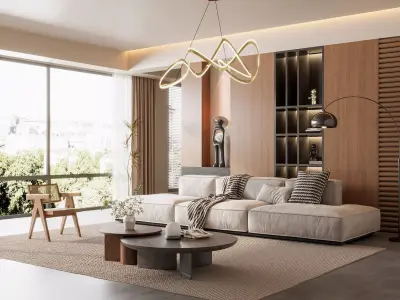 Modern living room 3D model  3D model