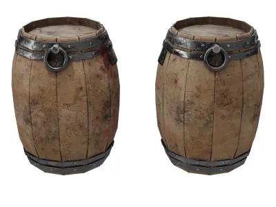 Low-Poly Pirate Barrel Game-Ready Low-poly 3D model
