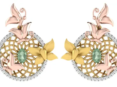 Solitaire Women Drop Earring 3dm STL OBJ FBX Renders Details 3D print model purchase