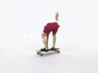 Flow 03E Riding a Skateboard Sports Man Low-poly 3D model