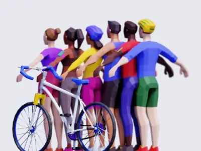 Exercising People - Animated and Rigged Low-poly 3D model