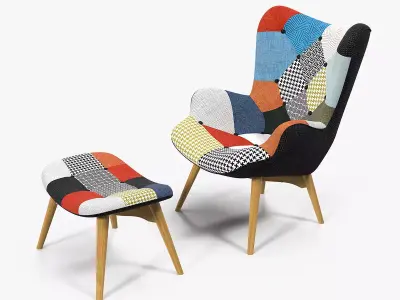Grant Featherston Contour Lounge Chair Fabric Multicolour 3D model