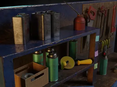 Gameready Workbench Low-poly 3D model